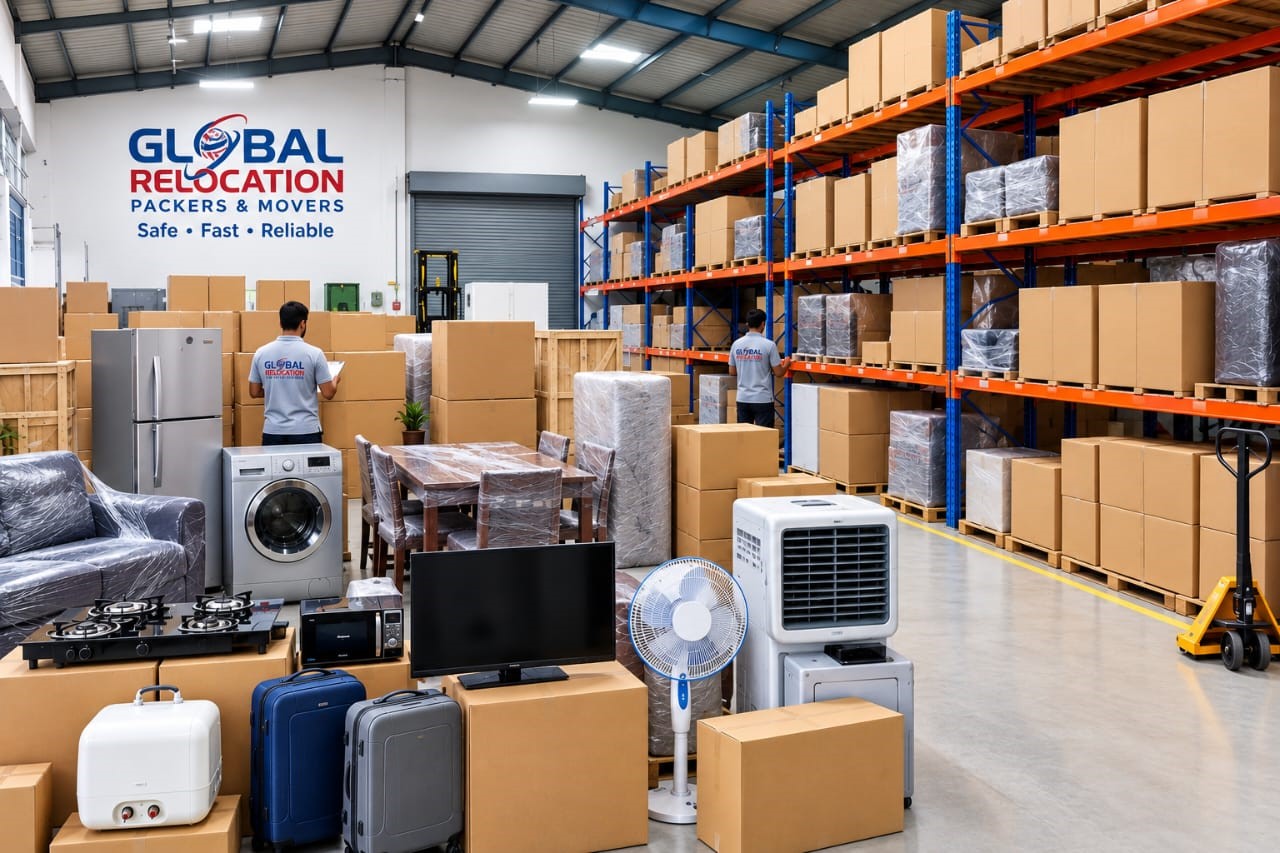 Boxes stored securely in warehouse